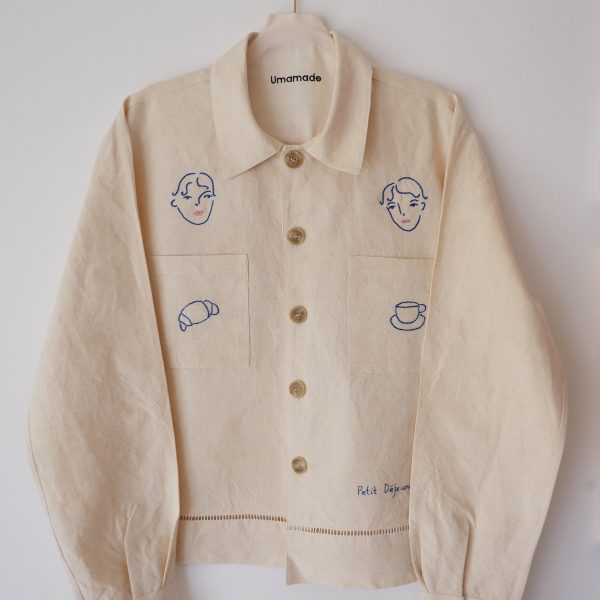 Croissant Hand Embroidered Linen shirt