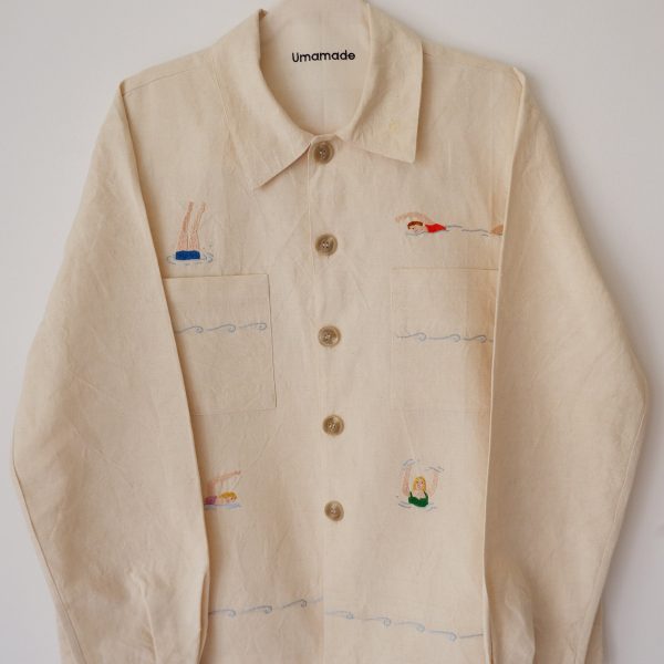 swimmers hand embroidered linen shirt